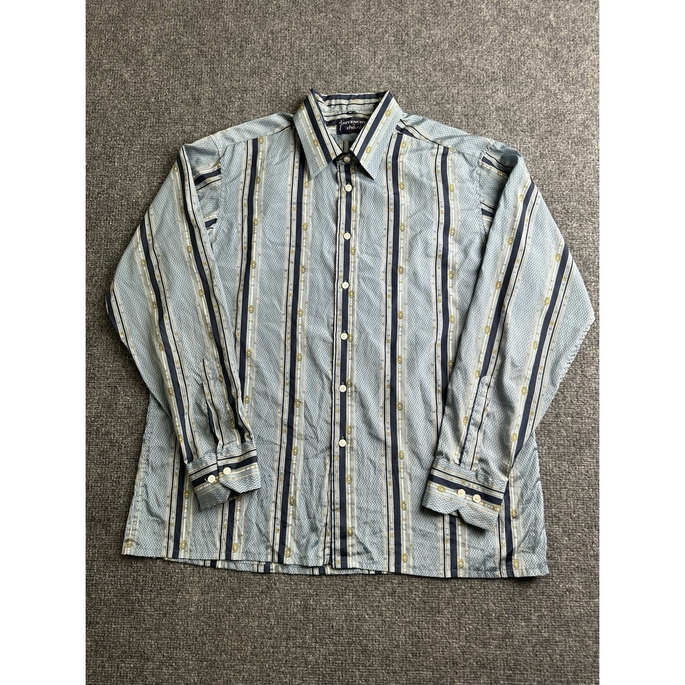 Mens Vintage 90s Givenchy for Chesa Pattern Shirt Made in Singapore, Size XL
